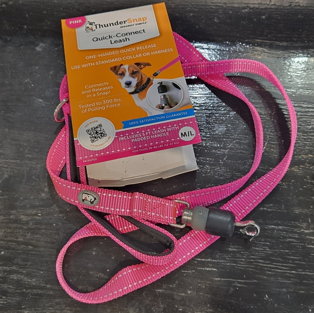 Thundersnap Pink Quick-Connect Dog Leash